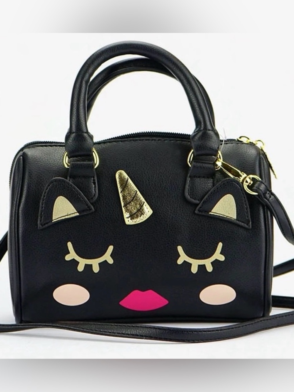 Luv Betsey by Betsey Johnson "Harley" Unicorn Cat Mini Barrel Bag